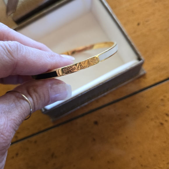 NEW Coach yellow gold plated black and white enamel bangle bracelet. - Picture 3 of 9